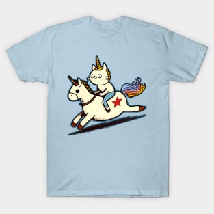 Funny Kittycorn and Magical Unicorn [Cat Riding Unicorn] T-Shirt